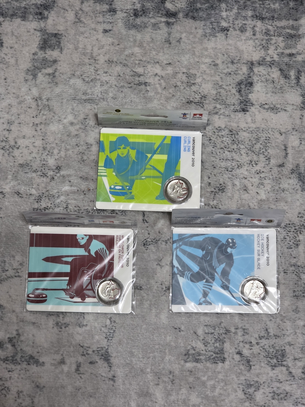 3 X Olympic Winter Games Vanciuver 2010 Coin 0,25$ Sport Card Sealed